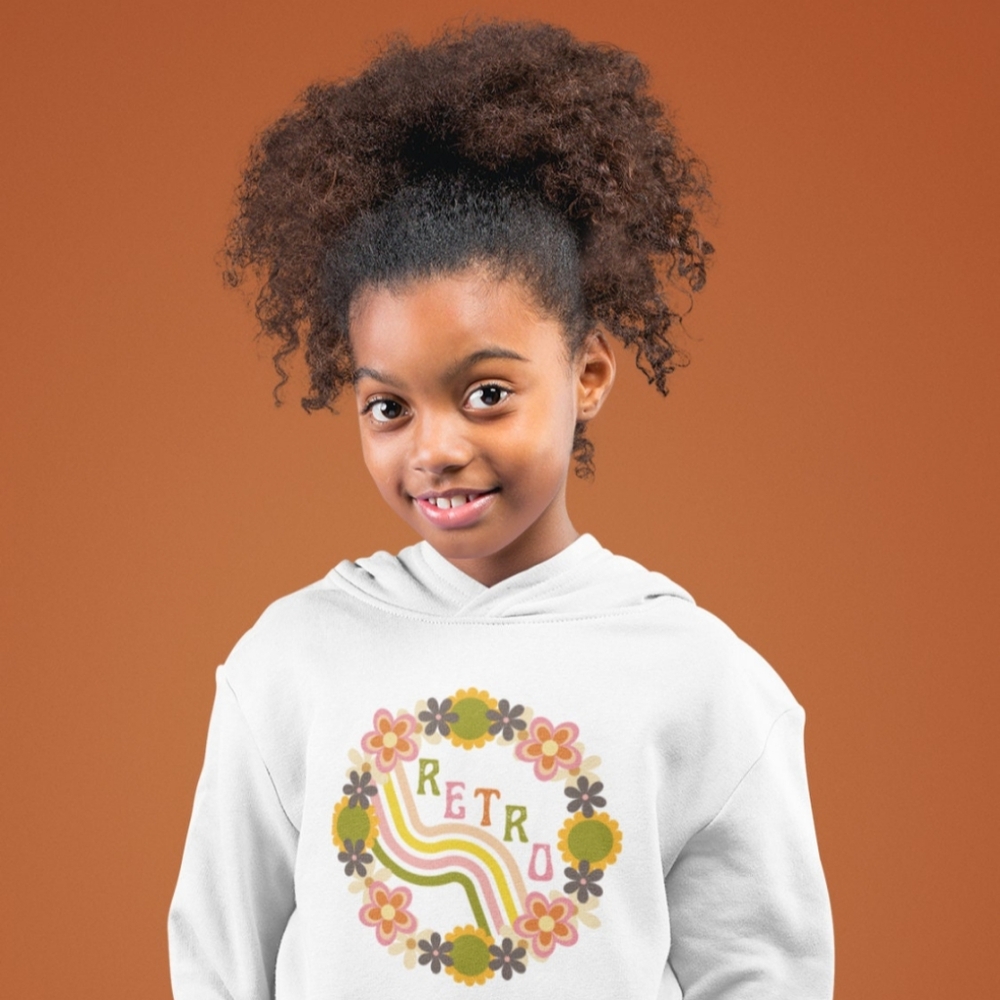 Retro Toddler Hoodie, Floral Pullover